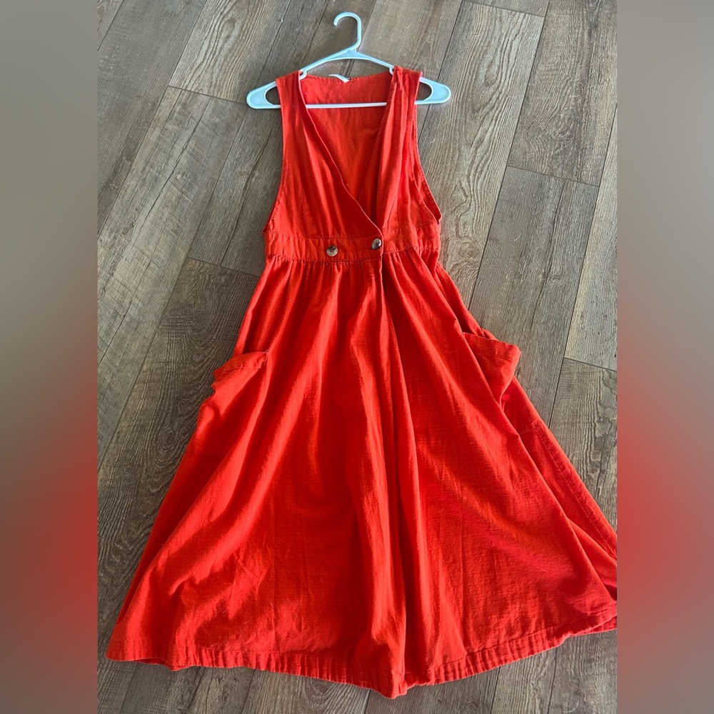 Free People Red Sleeveless Dress with deep pockets
